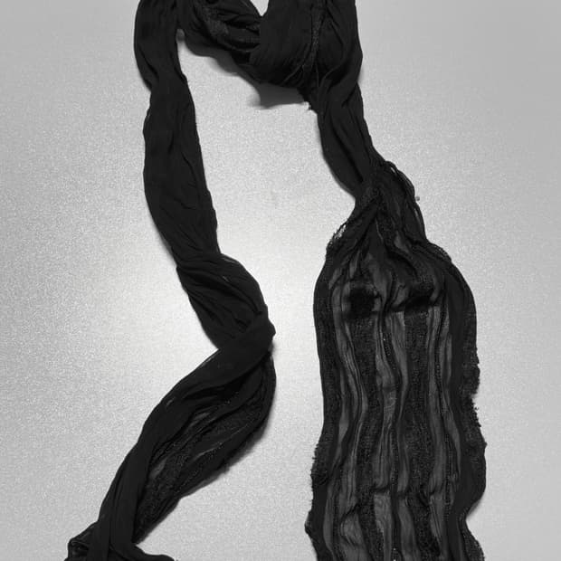 빈티지 오리엔탈 페어리 아카이브 블랙 머플러 스카프