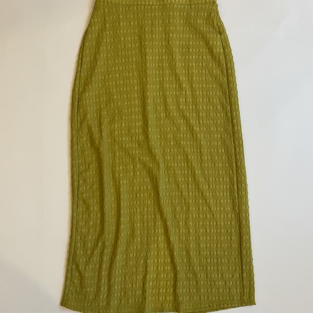 Olive Green Seersucker Textured Skirt