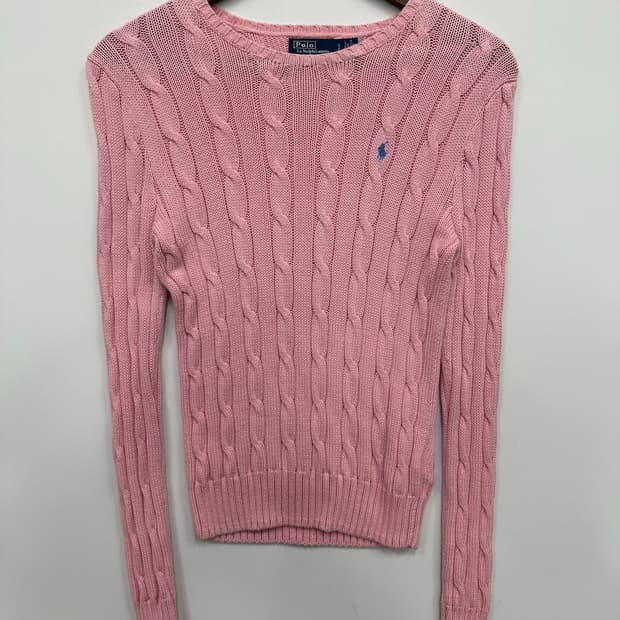 폴로 핑크 꽈배기 니트 