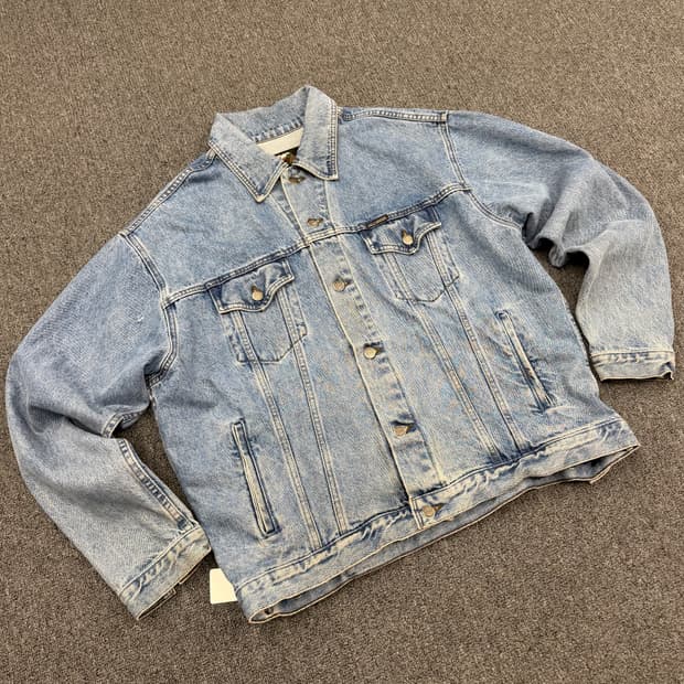 L) 할리데이비슨 빈티지 후면 빅로고 패치 워싱 연청 데님 자켓