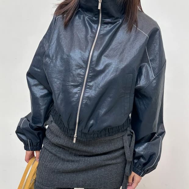 마뗑킴 ROUGH COATING CROP BOMBER 자켓