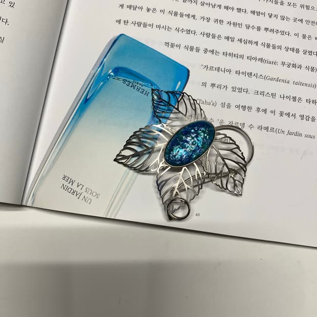 빈티지 리프 칠보 브로치