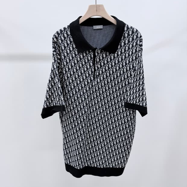 [S+급/2XL] 디올 오블리크 자카드 반팔 카라티