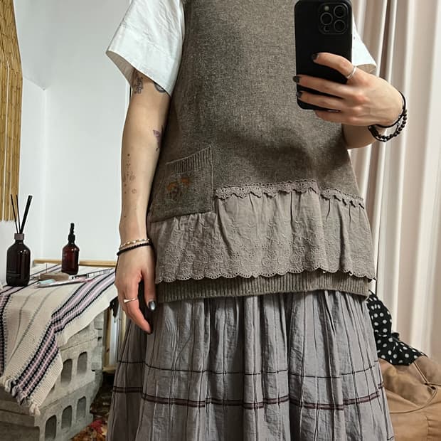 빈티지 레이스 니트 베스트 