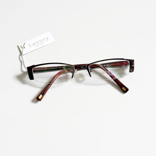 LUXURY Occhiali 반무테 스퀘어 버건디 메탈 빈티지 안경