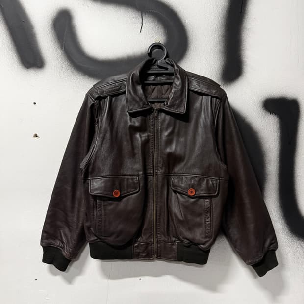 VTG 빈티지 100% 쉽스킨 양가죽 A2 퀼팅 봄버 자켓 브라운