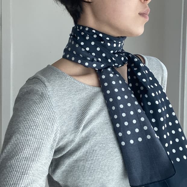 pkby 도트 실크 스카프 (코튼 실크)