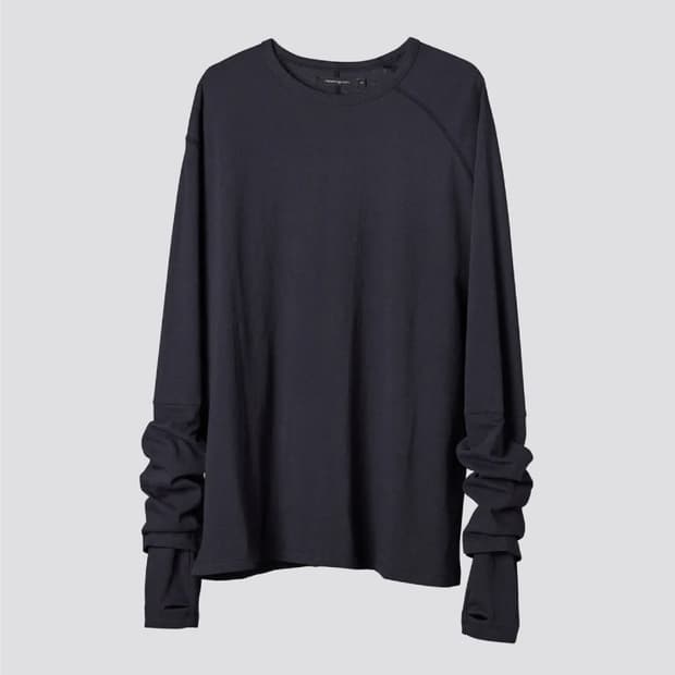 해칭룸 더블 슬리브티 블루 차콜