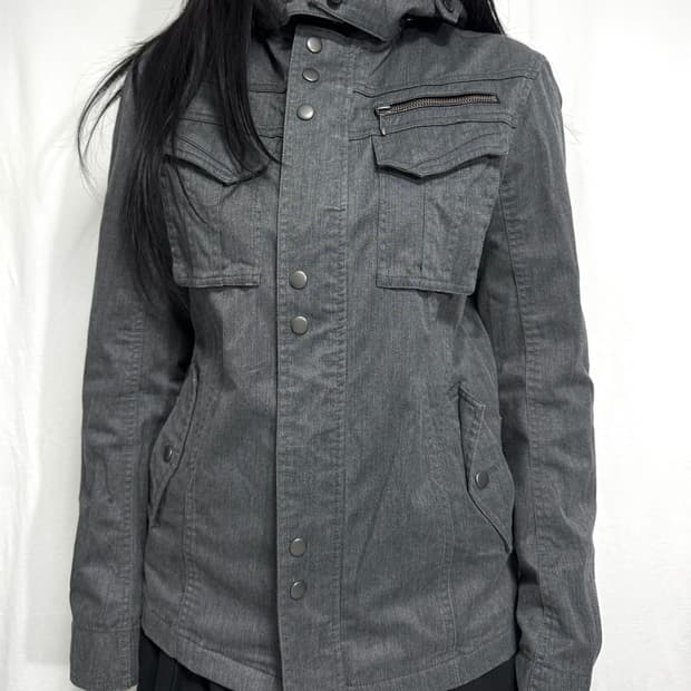 High-Neck Snap-Button Jacket