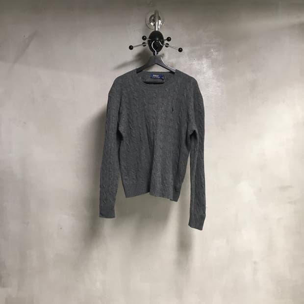 폴로 랄프로렌 케이블 니트 차콜 M