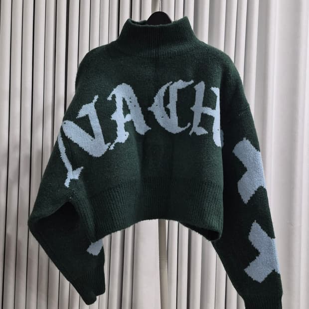 3CE 정품 레터 하이넥 크롭 니트 / 택O 새상품 / 총장45