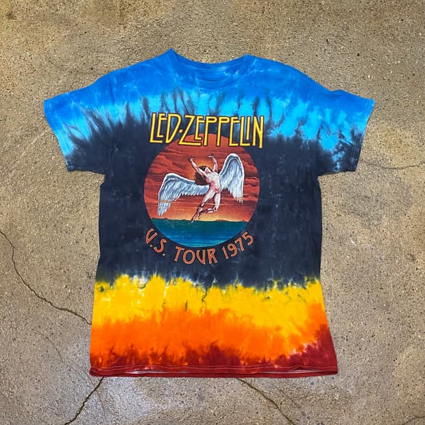 미국 빈티지 레드제플린 타이다이 프린팅 반팔티
