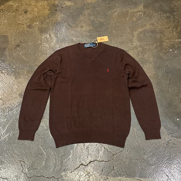 폴로 랄프로렌 초콜릿브라운 브이넥 니트 S