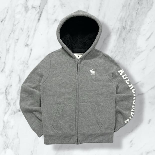 아베크롬비 y2k 레터로고 쉐르파 후드집업