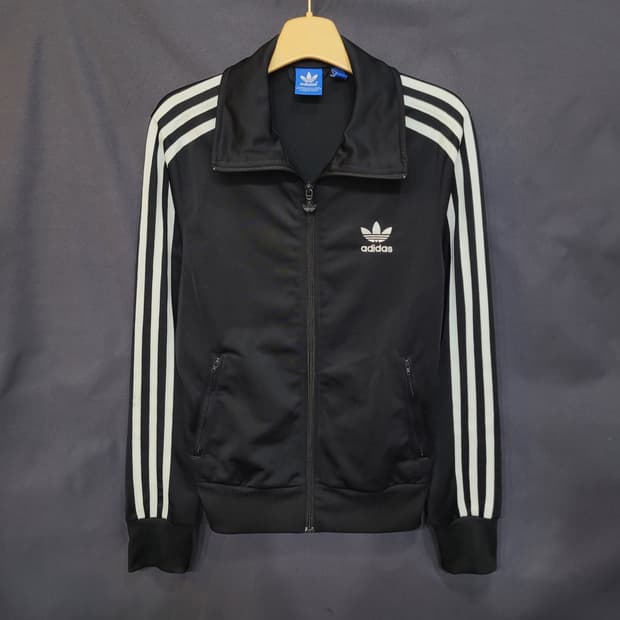 아디다스 불꽃 파이어버드 검흰 백로고 빅로고 트랙탑 져지 