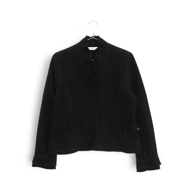 모 100프로 프릴 둥근 주머니 숏자켓 아우터 빈티지