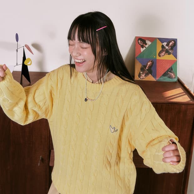 와키윌리 시그니쳐 로고 꽈베기 니트 M size