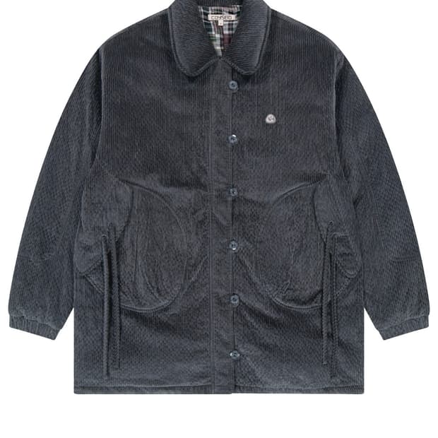 ROUND COLLAR COZY BOMBER BLUE GREY