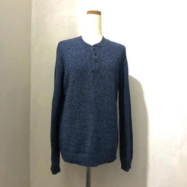 에디바우어 네이비 블루 단추 버튼 긴팔 니트 남녀공용