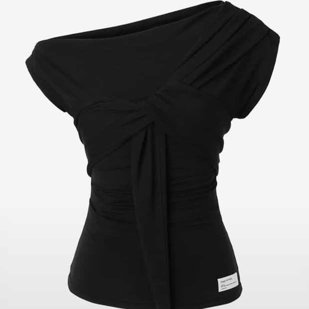 이네기 Drape Flow Tie Top (black)