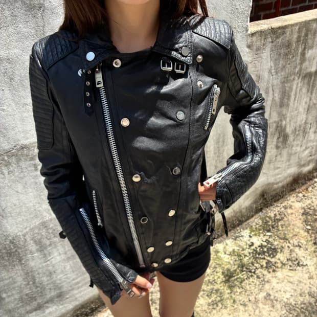 lamb skin slim fit rider jacket