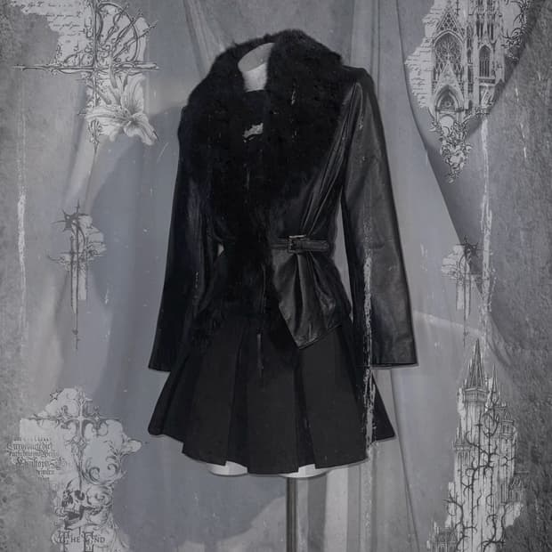 데일리 무채색 퍼 레더자켓 빈티지 시크 레이어드 코디세트 