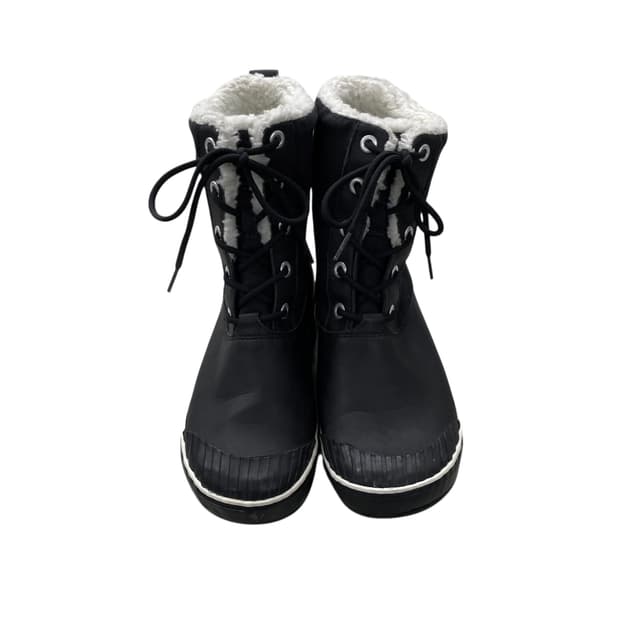 keen black fur high top boots