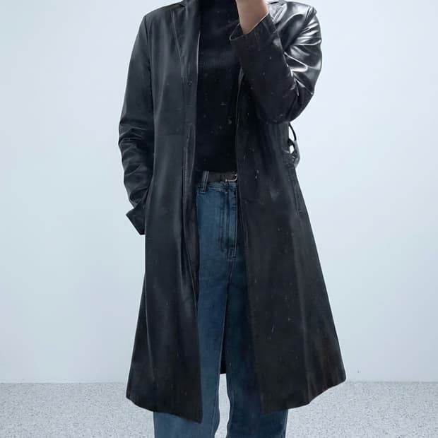 슬림핏 리얼 레더코트