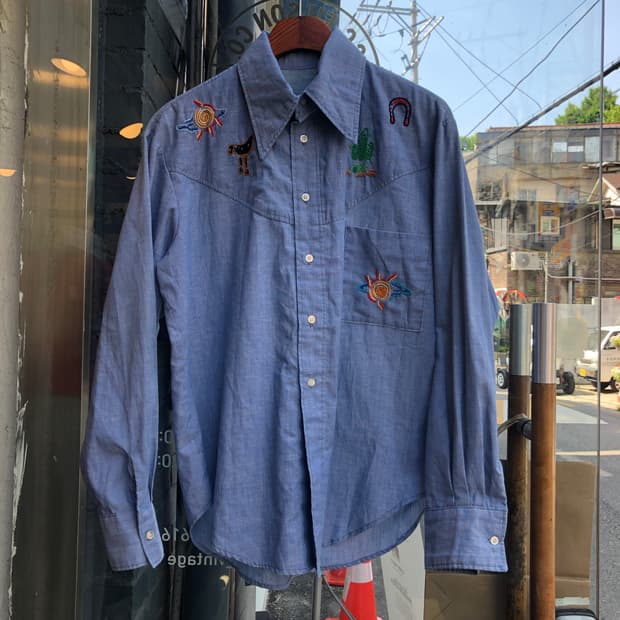 70s Vintage chambray shirt-M