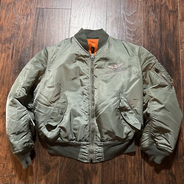 80s 알파인더스트리 MA-1 콜투글로리 커스텀 플라이트자켓 세이지