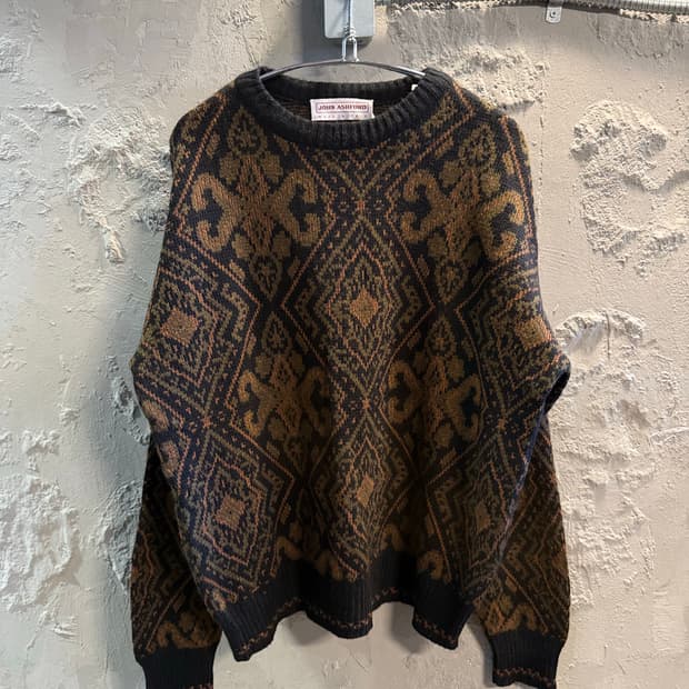 존 애쉬포드 이탈리아 페이즐리 자카드 울 니트 브라운 XL