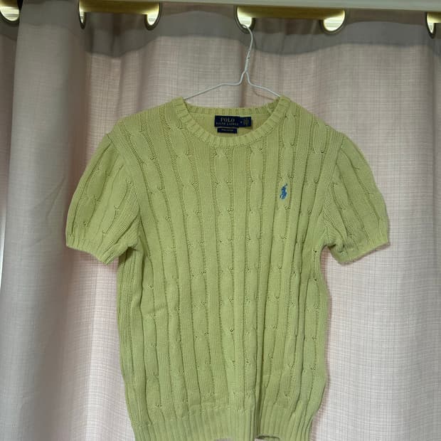 폴로 랄프로렌 라임색 반팔 니트