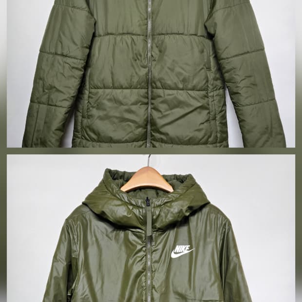 나이키 후드 양면 패딩 여성XL 점퍼 카키