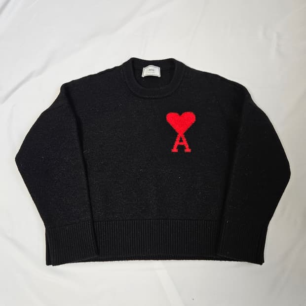 AMI 아미 빅하트 로고 크루넥 긴팔 니트 스웨터 L