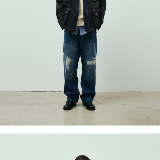 유니폼브릿지 34 xl 디스트레스드 데님 팬츠 12oz 인디고 워시드 X