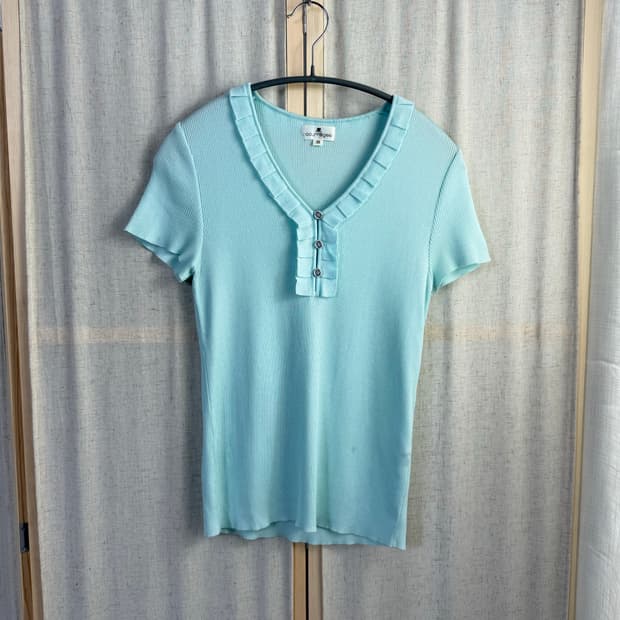 Courreges 꾸레쥬 니트 반팔 블라우스