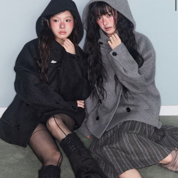 미레코 더블 하프 코트 그레이