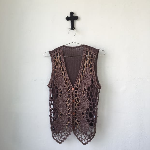 Crochet net vest