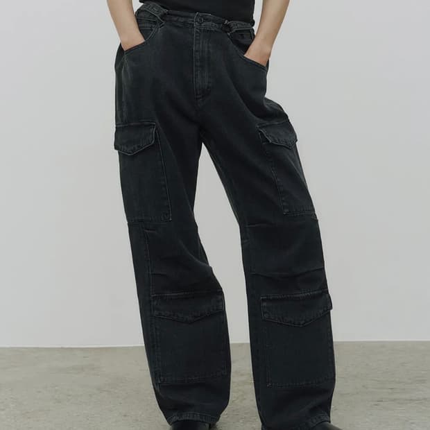 [50] 노이어 유틸리티 카고 와이드 데님 팬츠