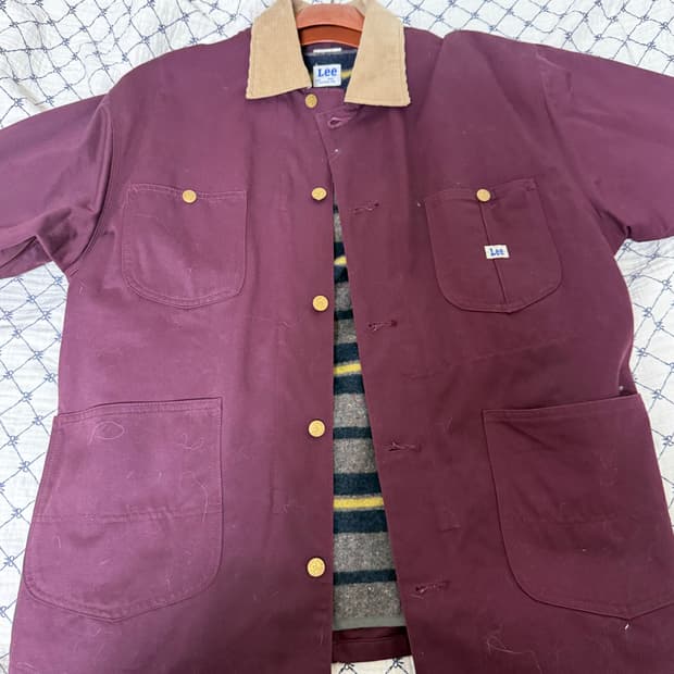 Lee 리 워크 자켓 버건디 코듀로이 카라 팝니다!