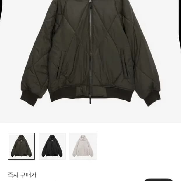 마뗑킴 패딩 / 마뗑킴 블랙 타이포 퀄팅 후드 점퍼 카키