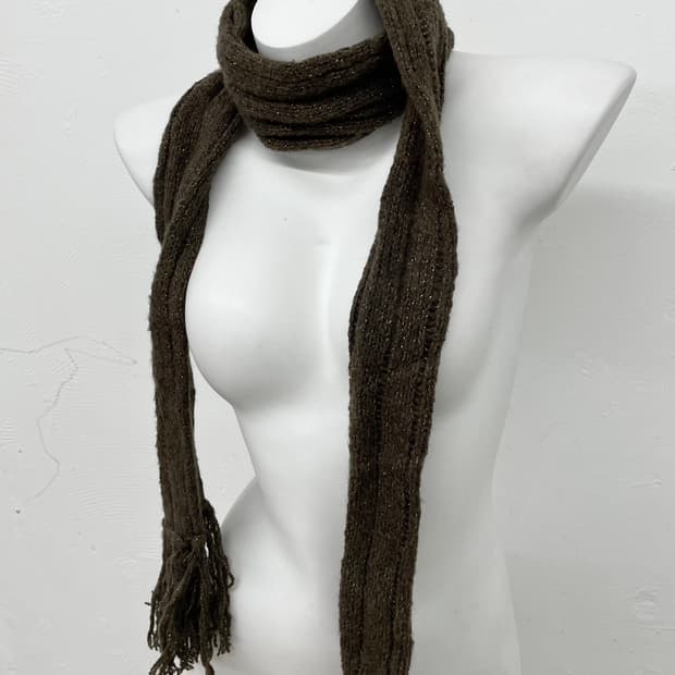 브라운 글리터 골지 머플러 