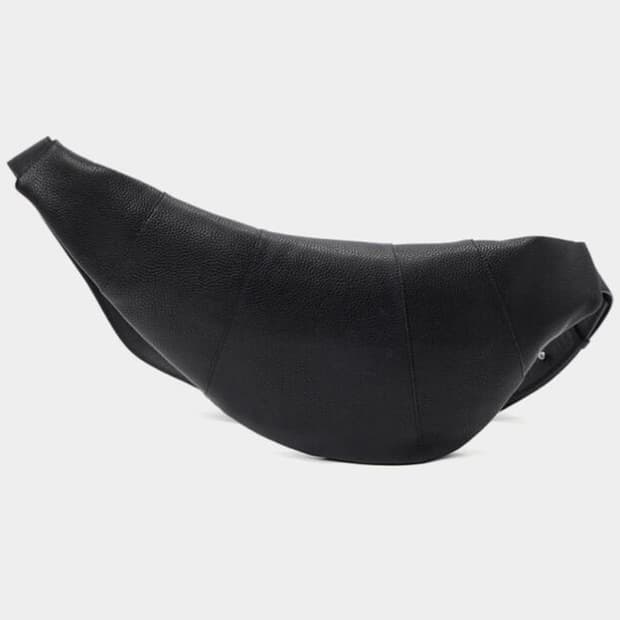 타임옴므 블랙 가죽 크루아상 호보백 숄더백