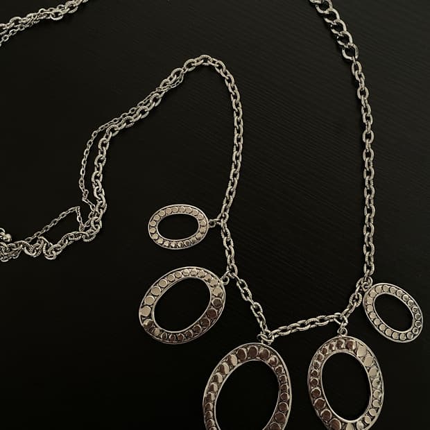 빈티지 오리엔탈 히피 롱 실버 허리체인 벨트