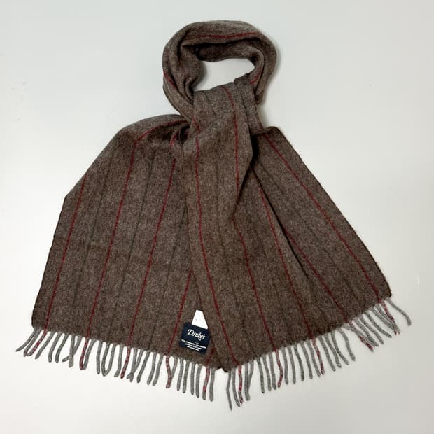 [Drakes] 드레익스 브라운 컬러 스트라이프 머플러