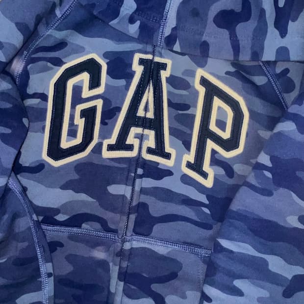갭 블루 카모 후드집업