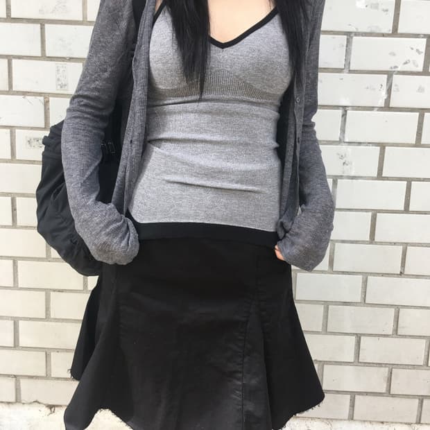 아워캐비넷 calm slim cardigan gray