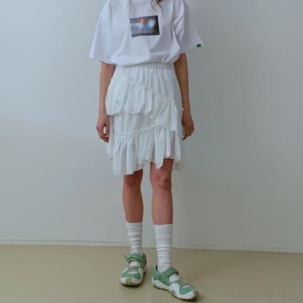 노컨텐츠 프릴 쉬폰 스커트