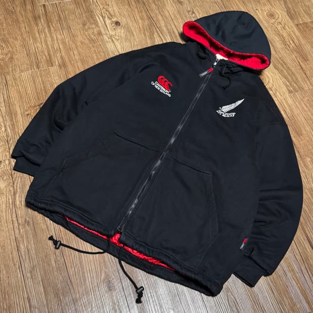 [L] 켄터베리 올 블랙 오버핏 후드집업 자켓