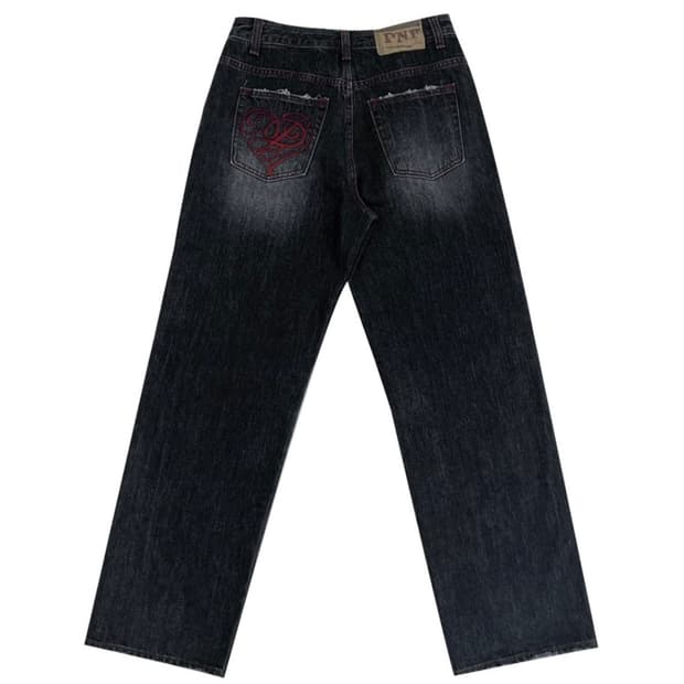 플노팔 데미지 데님 Washing damaged wide pants